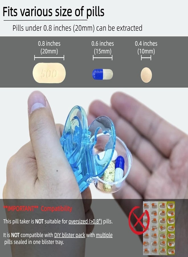 TOP SELECT Portable Pill Extractor, Blister Pack Opener Tool, Blue and White, Medical Dispenser for Elderly, Disabled, Arthritis Patients - Image 2